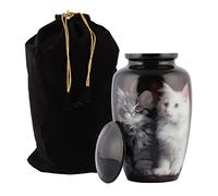 Brainmart Cremation Urns for Human Ashes, White and Black Cat Design for Cat Lovers, Human Ashes, Memorial Urn for Funeral Burial, Can Hold Ashes up to 200 Ibs.
