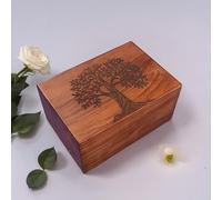 Brainmart Handmade Rosewood Urn for Human Ashes - Tree of Life Wooden Urns Hand-Crafted - Funeral Cremation Urn for Ashes Rosewood Tree (L - 10X7X5''-260 Cu/in)
