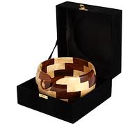 Brainmart Large Wooden Yarn Bowl - Handmade Natural Wood Knitting Bowl with Storage Black Velvet Box - 7x4 Inch Crochet Yarn Holder for Knitters & Crafters