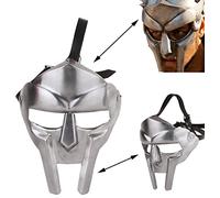 Brainmart MF Doom Style Face Mask - Roman Gladiator Madvillain Viking Armour - Silver Medieval Steel Mask for Adults - 18g Reenactment & Halloween Costume Cosplay Accessory
