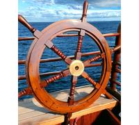 Brainmart Nautical Ship Wheel, Handcrafted Natural Wood Pirate's Boat Wheel for Home Décor, Wooden Steering Captain Wheel, Wall Hanging Decorative Wheel