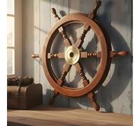 Brainmart Premium Nautical Handcrafted Ship Wheel - Natural Wood Ship Wheel | Home & Gifts | Wall Decor Hangings | (18 Inches Natural Wood Ship Wheel)