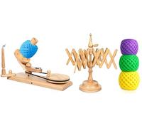 Brainmart Premium Wooden Yarn Ball Winder and Table Top Combo Set for Knitting & Crocheting, Creates 8-12 oz Yarn Balls, Smooth, Durable, and Easy to Use, Winding Tool for Craft Lovers (Beachwood)