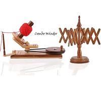Brainmart Wooden Yarn Ball Winder and Swift - Hand Operated Table Top Multi Winder for 8-12 OZ of Yarn - Rosewood & Steam Beach, Large Wool String Winder for Knitting and Crochet