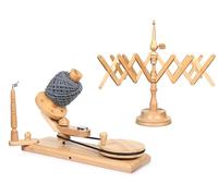 Brainmart Wooden Yarn Ball Winder and Tabletop Swift - Winds 8-12 oz Yarn Balls for Crocheting & Knitting Craft, Durable and Smooth Yarn Winding Set (Beachwood Winder and Swift)