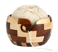 Brainmart Wooden Yarn Bowl, Handmade Natural Wood Knitting Bowl with Storage Black Velvet Box - 7x4 Inch Crochet Yarn Holder for Knitters & Crafters