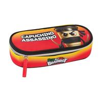 BRAINROT - Official Brainrot Organized Oval Pencil Case, Oval Pencil Case with Inner Zip Pocket, Divider with Elastic Loops and Lined Interior, 22 x 7.5 x 11 cm, Assassin Cappuccino, 22x7,5hx11 cm