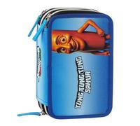 Brainrot - Official Brainrot School Case, 3 Compartments Pencil Case with Scissors, Markers, Coloured Pencils, Pens, Sharpener, Ruler and Eraser, Lined Interior, 20 x 13 x 7 cm, Tung Tung Tung Sahur