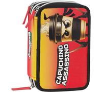 Brainrot - Official Brainrot School Case, 3 Compartments Pencil Case with Scissors, Markers, Coloured Pencils, Pens, Sharpener, Ruler and Eraser, Lined Interior, 20 x 13 x 7 cm, Assassin Cappuccino, 3
