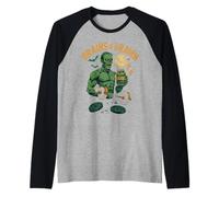 Brains and Brawn Zombie Fun Vintage Halloween 90's Retro Gym Raglan Baseball Tee