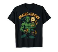 Brains and Brawn Zombie Fun Vintage Halloween 90's Retro Gym T-Shirt