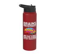 Brains Work Differently Autism Awareness Support Gifts Stainless Steel Insulated Water Bottle