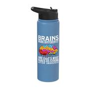 Brains Work Differently Autism Awareness Support Gifts Stainless Steel Insulated Water Bottle