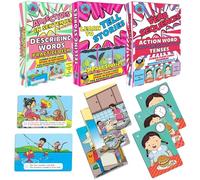 Brainy Bug Resources Narrative and Grammar Flashcards | Adjectives in Sentences, Verb Sequences, 3 Part Story Sequences | Audio-Enabled Flashcards in Tamil, Punjabi, Hindi, Kannada, Telugu, English