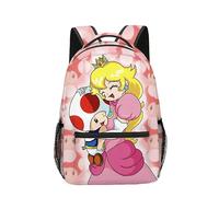 Brainy Princess Backpack 16" Cute Pink Pretty Girls Women Peach Daisy Rosalina Cartoon, Peach, Large - 16", Daypack Backpacks