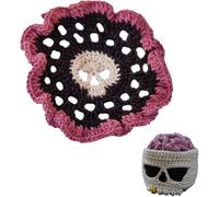 Brainy Skull Coaster Set with Skull-Shaped Holder, Crochet Spooky Skeleton Hand Knitted Coasters for Drinks Cup Mat, Bar Drink Tabletop Protection Coasters for Halloween (Coaster-B1, One Size)