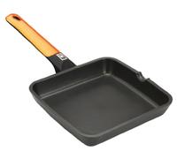 Braisogona Efficient Aluminium Square Grill Pan with Handle, 28 cm, Orange, Cast