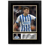 Brajan Gruda Brighton & Hove Albion Poster Print - Signed Autograph Style Football Wall Art - Framed or Unframed - Gift for Premier League Fans, A4 Poster Print (297x210mm)