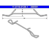 ATE Brake Caliper Spring 11.8116-0129.1 - for Chevrolet, Citroën, Daewoo, Jaguar