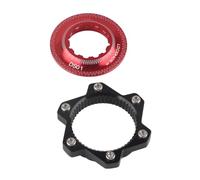 Brake Center Lock Bike Disc Rotor Adapter Set High Quality Aluminium Alloy 6 Bolts Conversion Kit for Bicycle Enthusiasts 52x18mm (Red and Black)