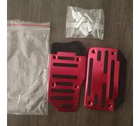 Brake Clutch Gas Pedal Set 3.54x2.56 Inch Aluminum(Automatic Red)