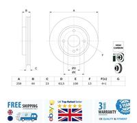 Bosch 2 x Vented Brake Discs fits Ford Ka+ III 2016-2020 1.2 1.5