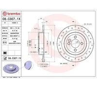 Brembo 2x Brake Discs Pair Rear 280mm 08.C307.1X Set 34216784389 OE Quality Part