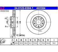 ATE 24.0122-0304.1 Brake disc
