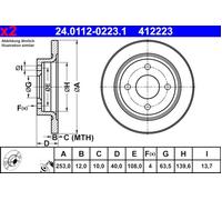 Brake Disc 2x ATE Fits FORD Fiesta VII Van 17- 2096336