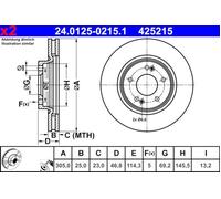 Brake Disc 2x ATE Fits HYUNDAI Elantra Ix35 KIA Cerato Optima 13- 51712-C1000