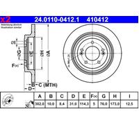 Brake Disc 2x ATE Fits HYUNDAI Ix35 Nexo Tucson KIA Sportage 13- 58411-D7700
