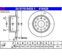 Brake Disc 2x ATE Fits SKODA Octavia III 12- 5Q0615601C