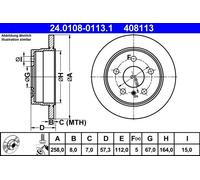ATE Brake Disc 24.0108-0113.1 - Solid Brake Rotor for Mercedes-Benz A-Class (W169), B-Class (W245)