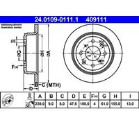 ATE Rear Brake Disc 24.0109-0111.1 – Fits Honda Civic V/VI, Jazz II/III, CRX 3 (42510-SR3-000)