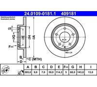 Brake Disc ATE 24.0109-0181.1 for MAZDA