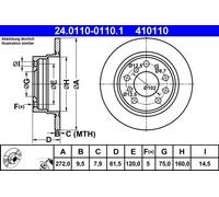 2x Brake disc solid 24.0110-0110.1 ATE for BMW 5