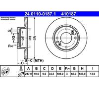 Brake Disc ATE 24.0110-0187.1 for CITROËN PEUGEOT