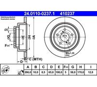 2x Brake disc solid 24.0110-0237.1 ATE for SUBARU IMPREZA Saloon IMPREZA Estate