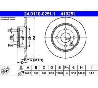 Brake Disc ATE 24.0110-0251.1 for OPEL