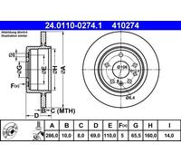 ATE 24.0110-0274.1 Brake disc