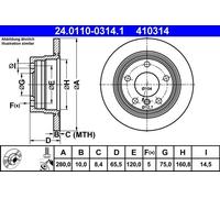 ATE Brake Disc 24.0110-0314.1 for BMW 1 (E87) 2004-2007 - Solid