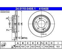ATE Brake Disc 24.0110-0408.1 for Hyundai IONIQ (AE) 1.6 2016-2022 – 1X