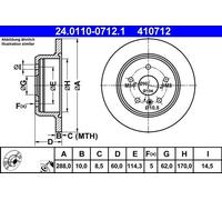 2x Brake disc solid 24.0110-0712.1 ATE for LEXUS RX