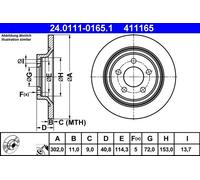 2x Brake disc solid 24.0111-0165.1 ATE for MAZDA 5