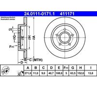 ATE Brake Disc 24.0111-0171.1 - 2 pcs - for Ford Focus III