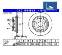Brake disc ATE 24.0111-0188.1 for FORD KUGA I 2.0 2010-2012