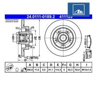 ATE Brake Disc 24.0111-0189.2 Solid - for Renault Talisman, Megane IV, Scenic (15-23)
