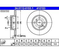 Brake Disc ATE 24.0112-0153.1 for OPEL SUZUKI