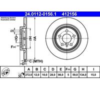 Brake Disc ATE 24.0112-0156.1 for CITROËN FIAT LANCIA PEUGEOT