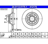 Brake disc ATE 24.0112-0176.1 for AUDI A6 Allroad C6 (4FH) 2.7 2006-2008